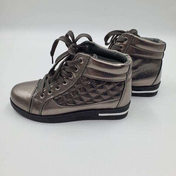 Bronze High Top Quilted Sneakers - Picture 3 of 9